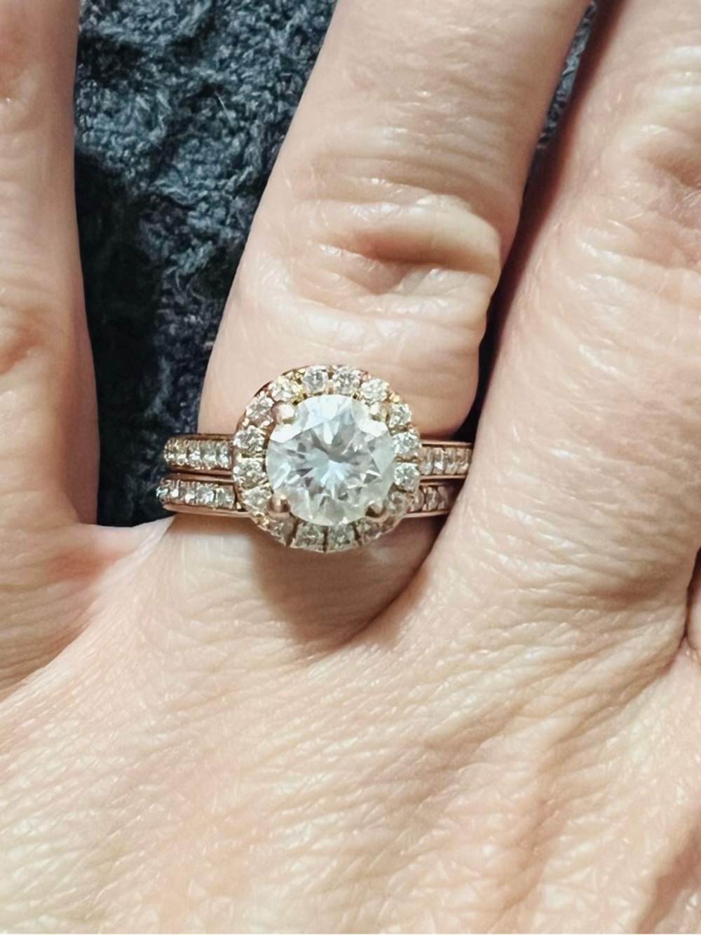 Rose Gold Halo Engagement Ring with Round Center Stone